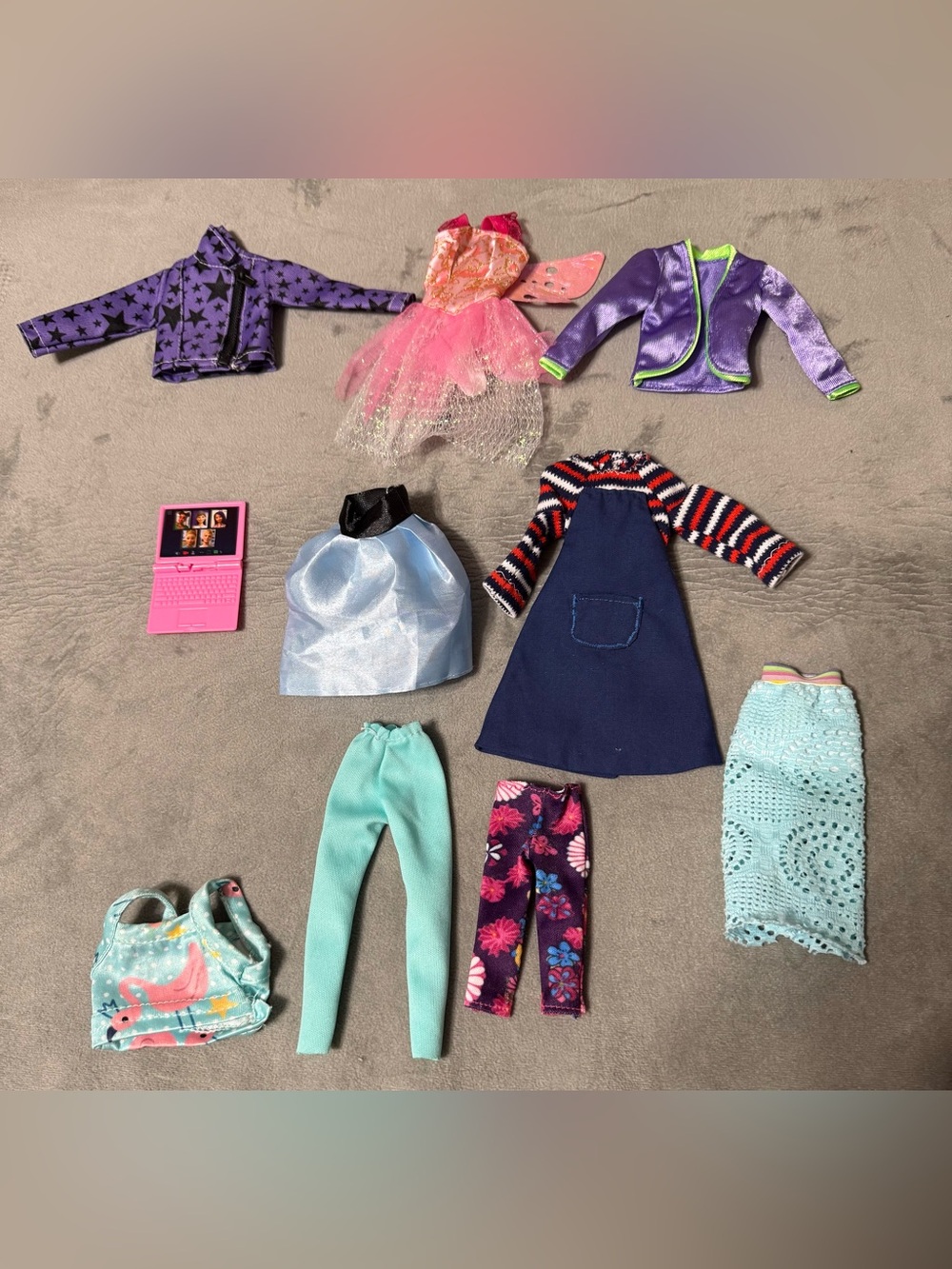 Barbie Doll Clothes Lot Dresses Skirts Pants Jacket & Accessories